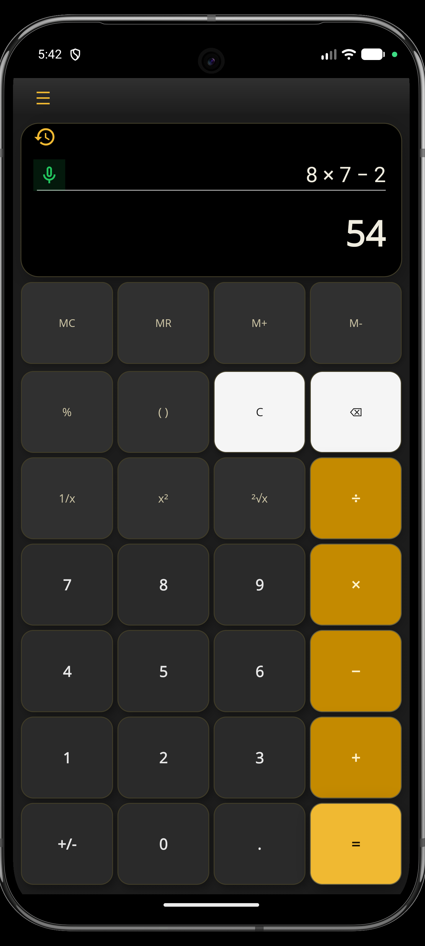 CalcQ scientific calculator screen
